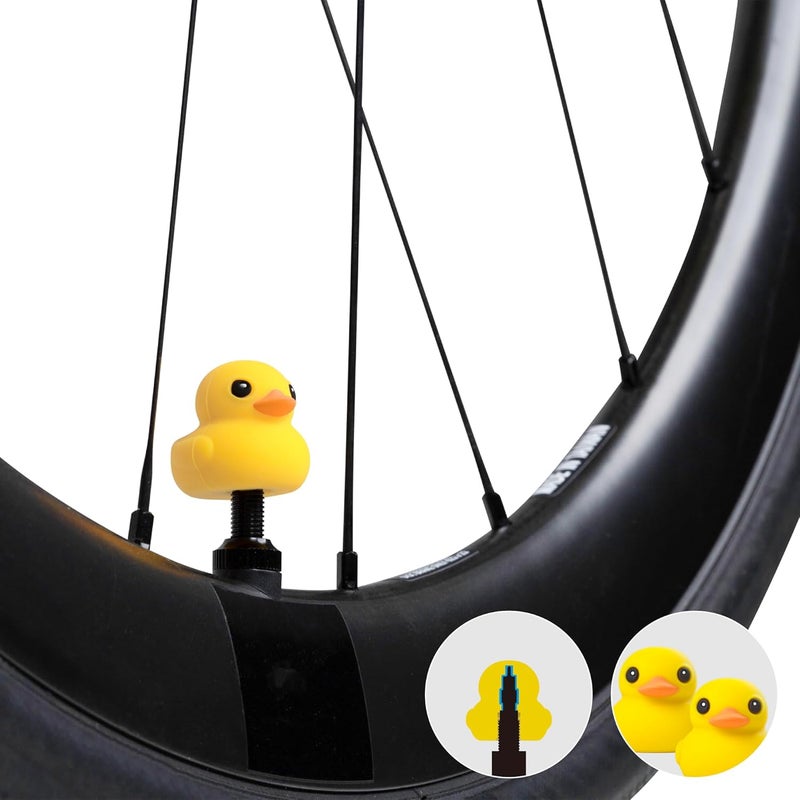 BONE COLLECTION Bone Character Tire Valve Stem Cap (2 Packs), Cute Cartoon Duck Tire Valve Stem Cover for Bikes & Scooters, Waterproof & Corrosion-Resistant Silicone Tire Cap Cover for Cars (2-Pack - Patti Duck) - Image 1